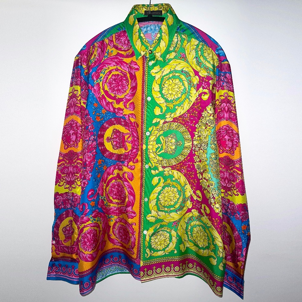 Versace Fluo Barocco Silk Shirt 41 L/XL